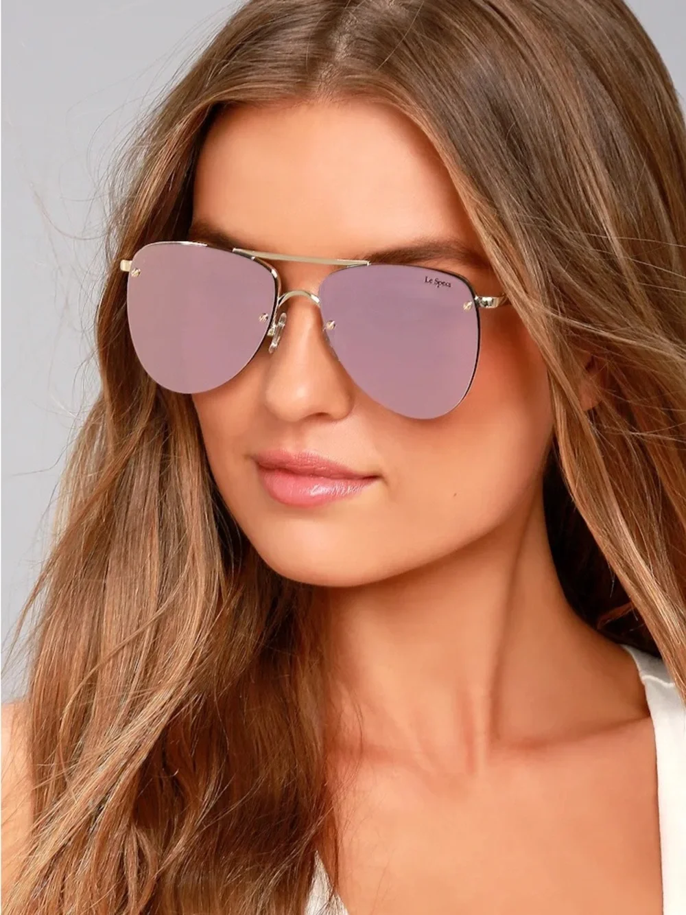 Le Spec Prince Rose Gold Aviator Sunglasses